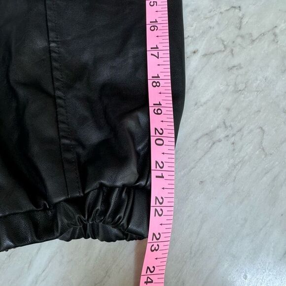 ZARA Traf Black Faux Leather High Waist Joggers size L - Picture 6 of 6